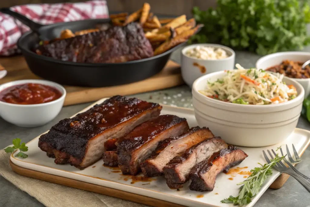 How to Cook The Perfect Beef Back Ribs: Easy Recipes Inside 5 Delicious beef back ribs served with coleslaw and barbecue sauce in a rustic kitchen.