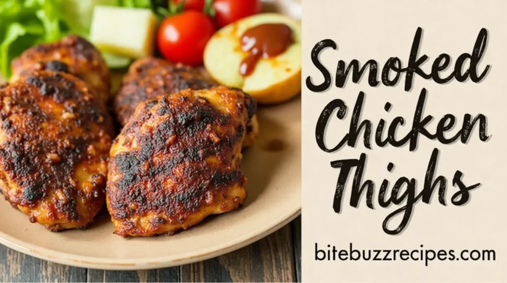 Smoked Chicken Thighs Done Right: 5 Genius Hacks for Perfection Every Time 1 Smoked chicken thighs with crispy skin and smoky flavor served with vegetables and BBQ sauce.