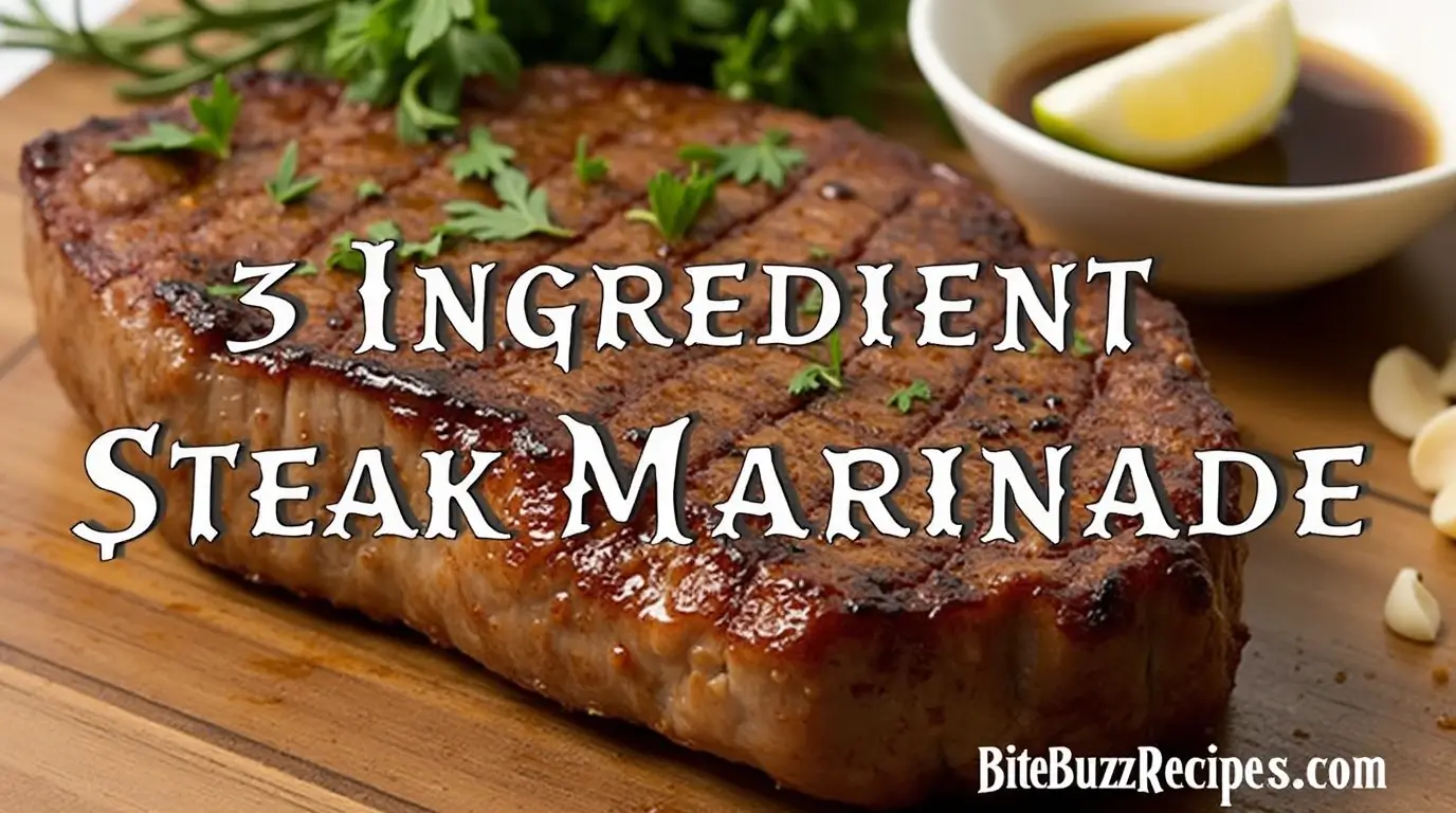 3 Ingredient Steak Marinade: Quick, Easy, and Perfect Every Time 1 Perfectly grilled steak with a simple 3 ingredient steak marinade on a wooden board.