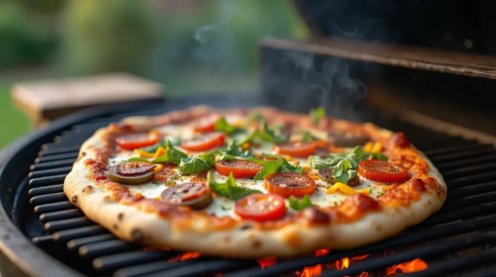 Top 5 Pellet Grill Recipes Perfect for Game Day 6 Delicious flatbread pizza cooked using a pellet grill, highlighting creative pellet grill recipes.
