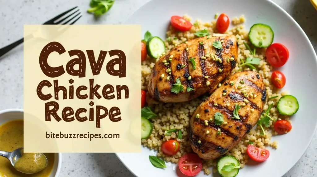 Delicious Cava Chicken Recipe with grilled chicken, quinoa, and fresh vegetables.