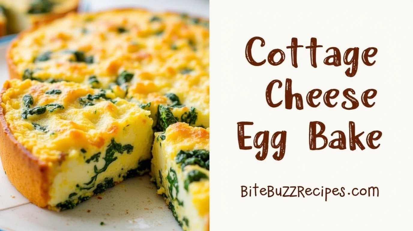 How to Make a Delicious Cottage Cheese Egg Bake: A Quick and Easy Recipe 1 A delicious Cottage Cheese Egg Bake on the left with a side of rustic text and the website name on the right.
