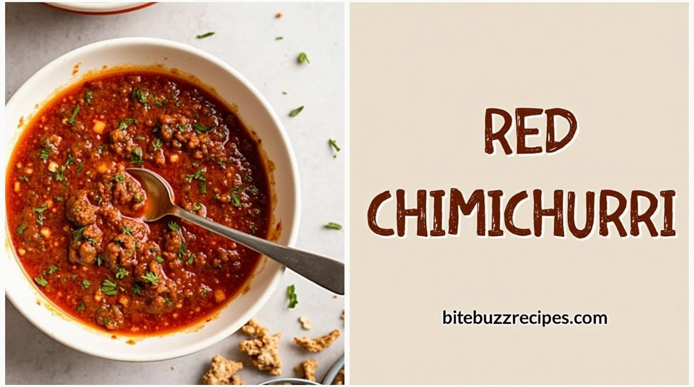 Homemade Red Chimichurri Recipe: 4 Easy Steps to Make the Best Sauce 1 Red Chimichurri sauce with fresh herbs and spices,